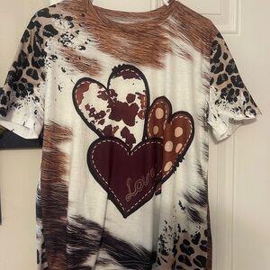 Stylish women’s ' Animal Print Shirt with Heart Design